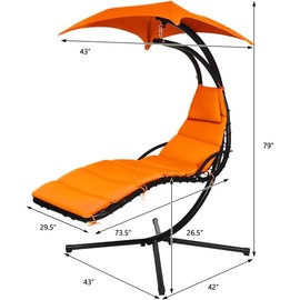 Weatherproof Replacement Cushion Pad and Umbrella for Hanging Lounge Chair Outdoor Chaise Hanging Hammock Chair - Long-Lasting, Fade-Resistant, Quick-Dry, Outdoor Lounge Replacement Set (Orange)
