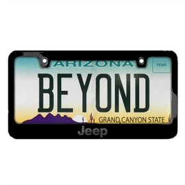 iPick Image Made for Jeep in 3D Dark Gray Letters on Black Metal License Plate Frame