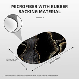 YNXTYB Diatomaceous Mud Bath Mat Abstract Black Golden Marble Oval Soft Wrinkle Free Bathroom Floor Rugs Non-Slip Super Absorbent Fast Drying Bath Rug for Bathroom Kitchen Door Mat 23.6x15.7 Inches