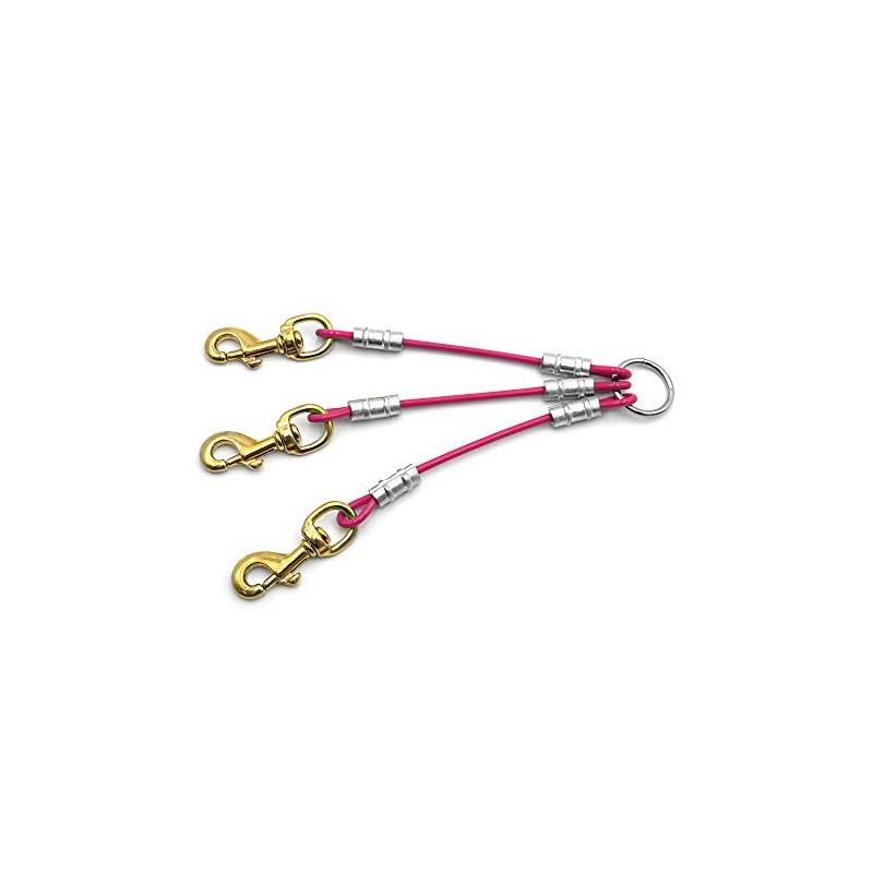 Dog Leash Splitter Coupler (Pink, 3 Dog)