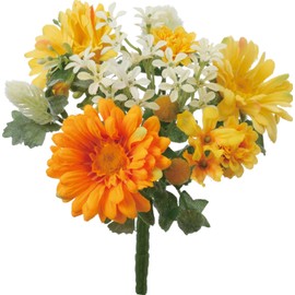 Poppy Artificial Flower Gerberix Bush, Yellow Orange FB-2327YOR