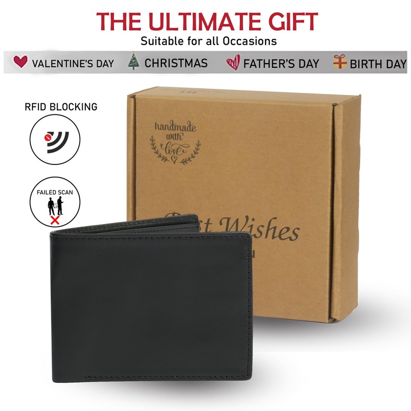 [vinacreations] Men's Bi-fold Genuine Cowhide Leather Wallet Thin Leather Wallet,