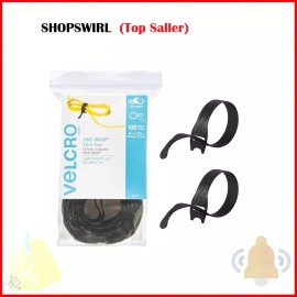 VELCRO Brand ONE-WRAP Cable Ties, 100Pk, 8 x 1/2" Black Cord Organization Straps