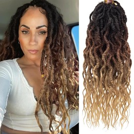 Faux Locs Crochet Hair 18 Inch Soft Locs 7Packs Boho Goddess Locs Crochet Hair with Curly Ends Pre-looped Crochet Locs for Black Women Dreadlock Synthetic Crochet Braids (OT3027, 18Inch(Pack of 7)