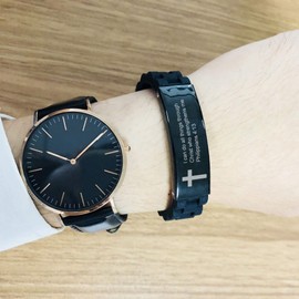 MEALGUET Stainless Steel I can do All Things Through Christ who Strengthens me Philippian 4:13 Inspirational ID Bracelet Cross Wristband