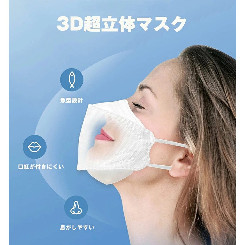 Basic Standard Mask, Non-Woven Blood Color, QUEEN 3D Lipstick, Comfortable,