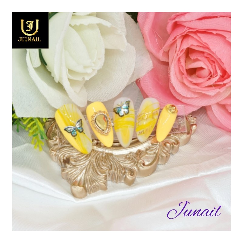 Butterfly lettering art handmade nail tip - Short straight nose