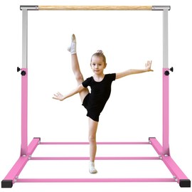 Gymnastics Training Bar- Height Adjustable 3' to 5' Horizontal Kip Bar for Kids - Color: Navy Blue