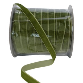 Abbaoww 50 Yards Moss Green Velvet Ribbon 3/8 Inch Single Face Velvet Ribbon for Christmas Wreath Decoration Gift Wrapping DIY Project Bow Making (Moss Green, 3/8 Inch)