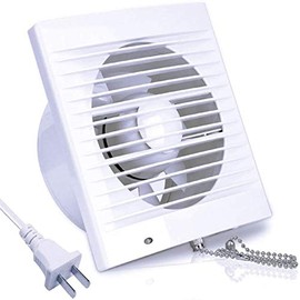 4-Inch Wall Exhaust Fan: Small Window Ventilation Fit 4" Duct | 6"x6" Grid Panel - 12W Ventilation Extractor with Backdraft Damper & Pull Cord Switch for Ceiling Bathroom Grow Tent Vents