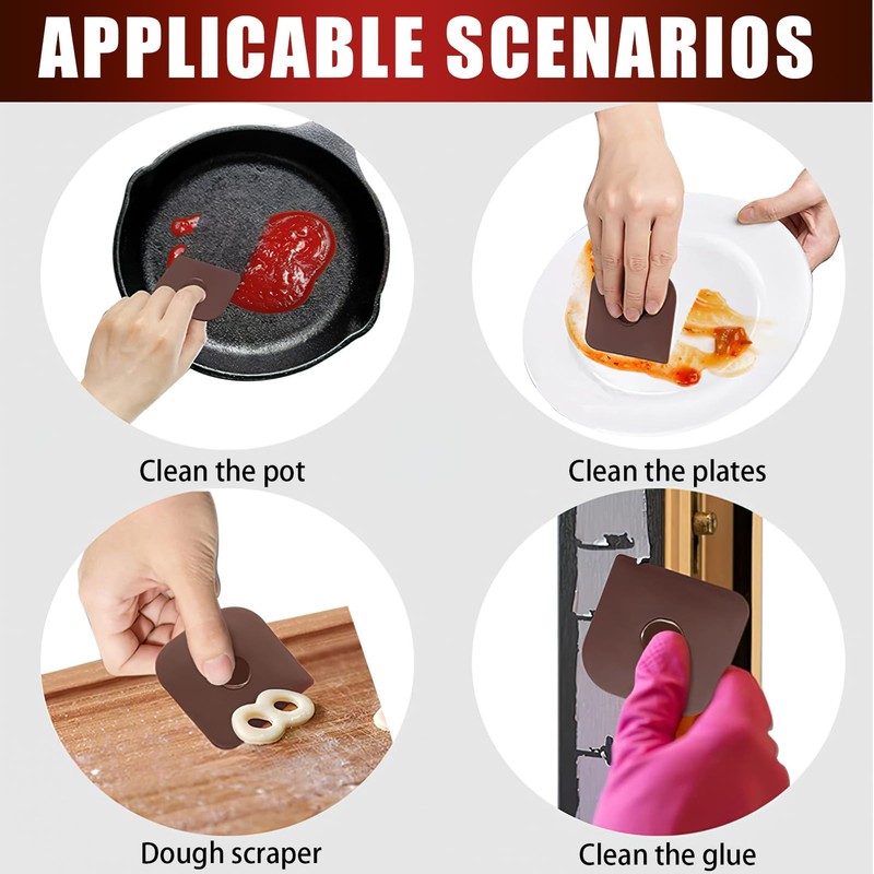 5Pcs Pan Scrapers Plastic Scraper Tool Easy Clean Non-Sticky Flexible