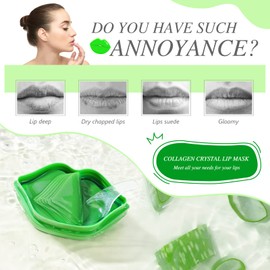 20 Stück Lip Mask, Lippenmaske Pads, Lippen Maske, Anti-Aging Moisturizing Lip Pads, Collagen Lippe Schlafen Maske für Lippenpflege, Geeignet für Trocken & Rissige Lippen (Aloe)