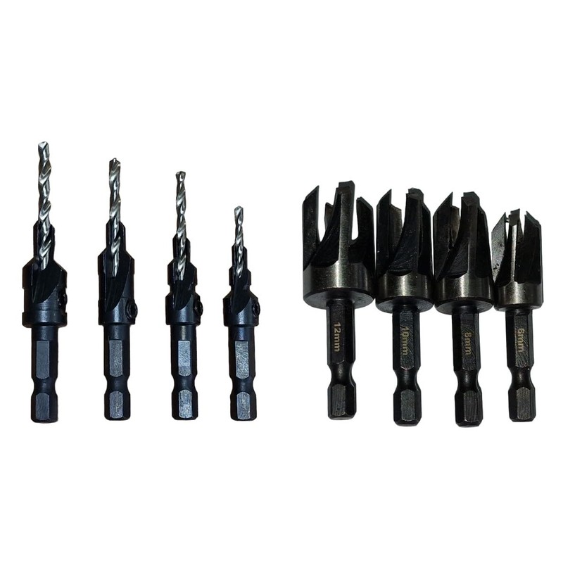PTI Matching Plug Cutter and Countersink 8 Piece Set 6,8,10,12mm