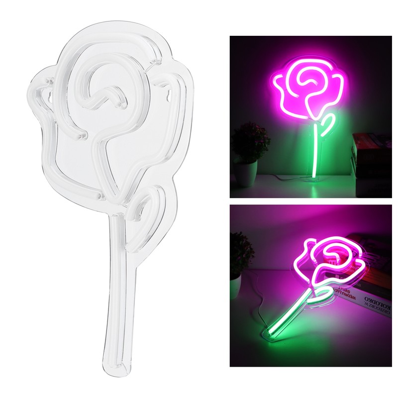 Rose Flower Neon Sign Neon Light Wall Sign for Bedroom