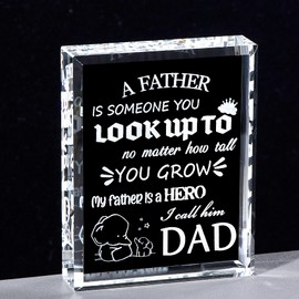 Birthday Gifts for Dad Best Dad Glass Plaques Father's Day Presents from Daughter and Son Christmas Gifts Keepsake for Daddy