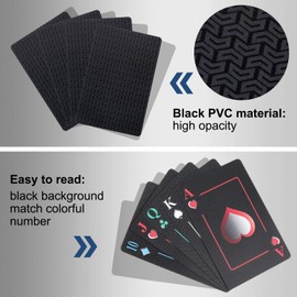 Joyoldelf Creative Playing Cards, Plastic PVC Waterproof Poker Deck of Cards with Black Backing in Box for Cardistry, Magic Trick and Party (Black)