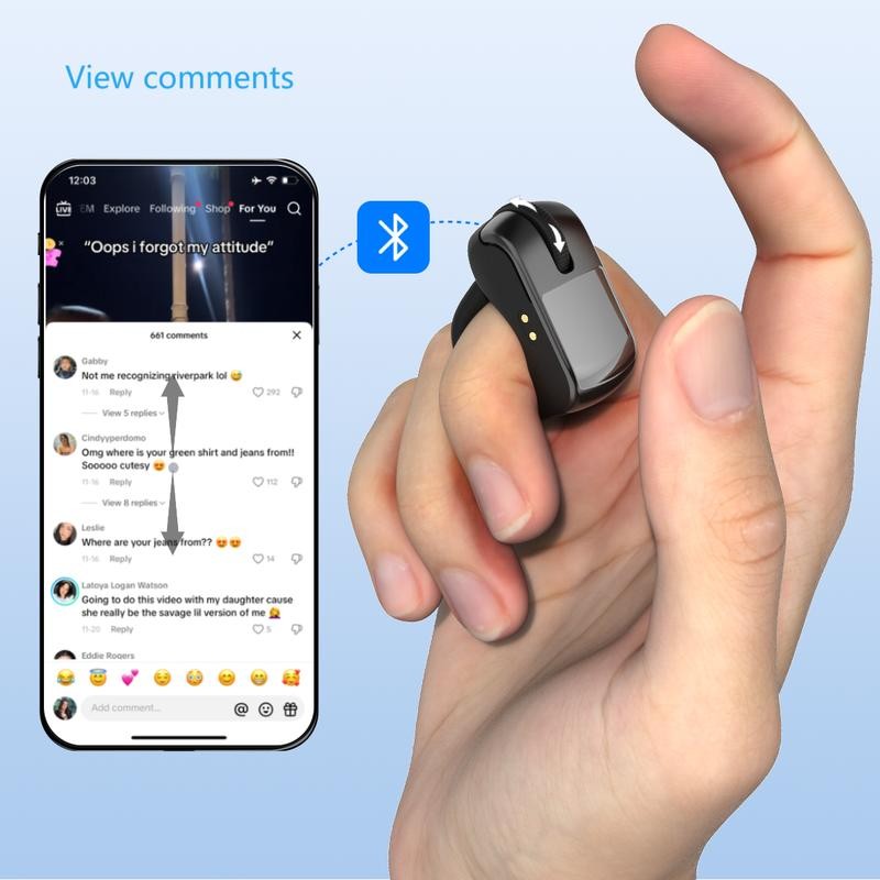 Bluetooth Remote Control Scrolling Finger Ring Air Mouse with Touchpad