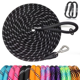 ZALER Long Dog Leash, 50 feet 30ft 20ft 15ft 10ft Dog Training Lead, Heavy Duty Reflective Check Cord Recall Leash for Dogs Training, Playing, Camping, or Backyard (20FT, Black)