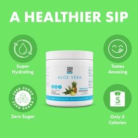 Yes You Can! Aloe Vera Powder Drink Mix - Hydration Booster Infused with Pure Organic Aloe Vera Extract - Delicious Flavors - Made in USA - Antioxidant Rich - Pineapple Flavor - 40 Servings Per Canister (2 Pack)