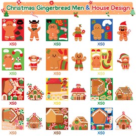 Haooryx 600pcs Christmas Gingerbread Man and House Scene Sticker Rolls Make Your Own Gingerbread House & Gingerbread Man Decals DIY Art Craft Winter Christmas Birthday Party Supply
