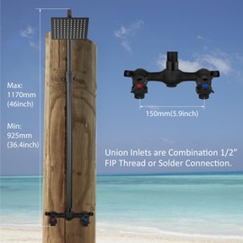 Aolemi Outdoor Shower Kit Fixtures 6 Inch Center with Adjustable Slide Bar,6 Inch Showerhead,2-Handle with Mix Valve,Matte Black