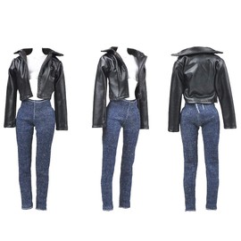 E-TING 5 Sets Doll Clothes with 10 Pair Shoes Accessories for 11.5 Inch Doll Outfits Random Style(Leather Jacket)