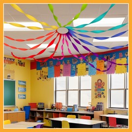 Watersay 16 Rolls Rainbow Crepe Paper Streamers 528 ft Colorful Birthday Party Decoration Back to School Classroom Ceiling Decoration Party Streamers for Birthday Wedding Indoor Decor