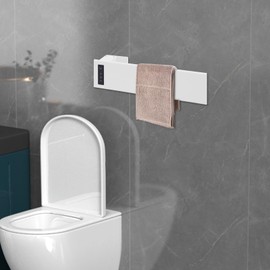 Towel Warmer, Wall Mounted Heated Towel Racks for Bathroom, Waterproof Aluminum Towel Warmer with Built-in Timer Temperature Control for Hotel, Home (White, 1-Layer)