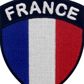 EmbTao France Shield Flag Patch Embroidered Applique Iron On Sew On French National Emblem