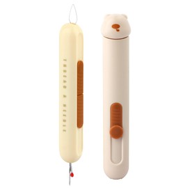 Automatic Needle Threaders Seam Ripper, Upgraded 3 in 1 Sewing Needle Threader Tool, Stretchable Quick Seam Rippers with Needle Storage for Hand Quilling, Embroidery Stitch Removal(Yellow)