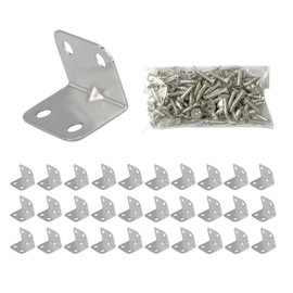 Angle Brackets 30 Pcs,L Sleeper Brackets Metal Corner Braces, Stainless Steel Right Angle Braces Bracket for Wood,Fix and Repair for Indoor and Outdoor Wooden Furniture,Fences,Windows(Silver)