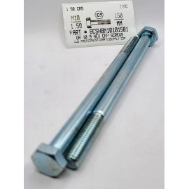 AMERICANINTEGRATEDSUPPLY.COM M10-1.50X150MM HEX HEAD CAP SCREWS GRADE 10.9 STEEL ZINC PLATED (15)