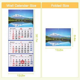Whchiy Wall Calendar 2025 3 Month Display Vertical Calendar 13.2" x 32.7" Dec 2024 to Jan 2026 Monthly Planner for Daily Organizing and Planning