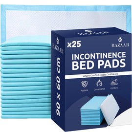 25 x Bazaar Incontinence Bed Pads Disposable 90 x 60cm – Highly Absorbent