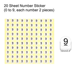 MECCANIXITY 0 to 9 Number Stickers Number Label Self Adhesive Marked Sticker 10mm/0.4" for Classification, Pack of 20