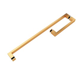 MCOCOD 8" Pull Handle and 20" Towel Bar Set, Glass Shower Door Towel Bar Handle Replacement for 1/4", 5/16", 3/8", and 1/2" (6-12mm) Glass Doors, Squared, Brushed Gold