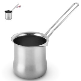 Alpine Cuisine Stainless Steel Coffee Warmer, 16oz with Ergonomic Hanging Handle - Turkish and Greek Coffee Maker, Butter Warmer, and Milk Pot for Home & Cafe Heating and Melting