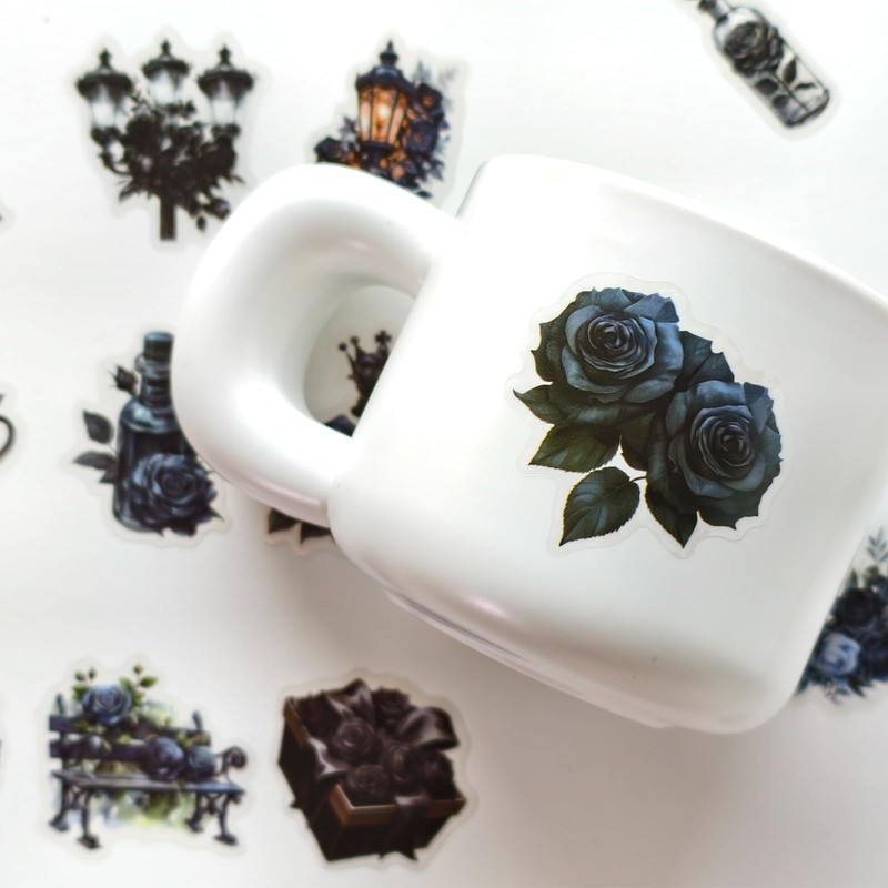 Dark Rose Stickers - 56 Pcs Clear PET