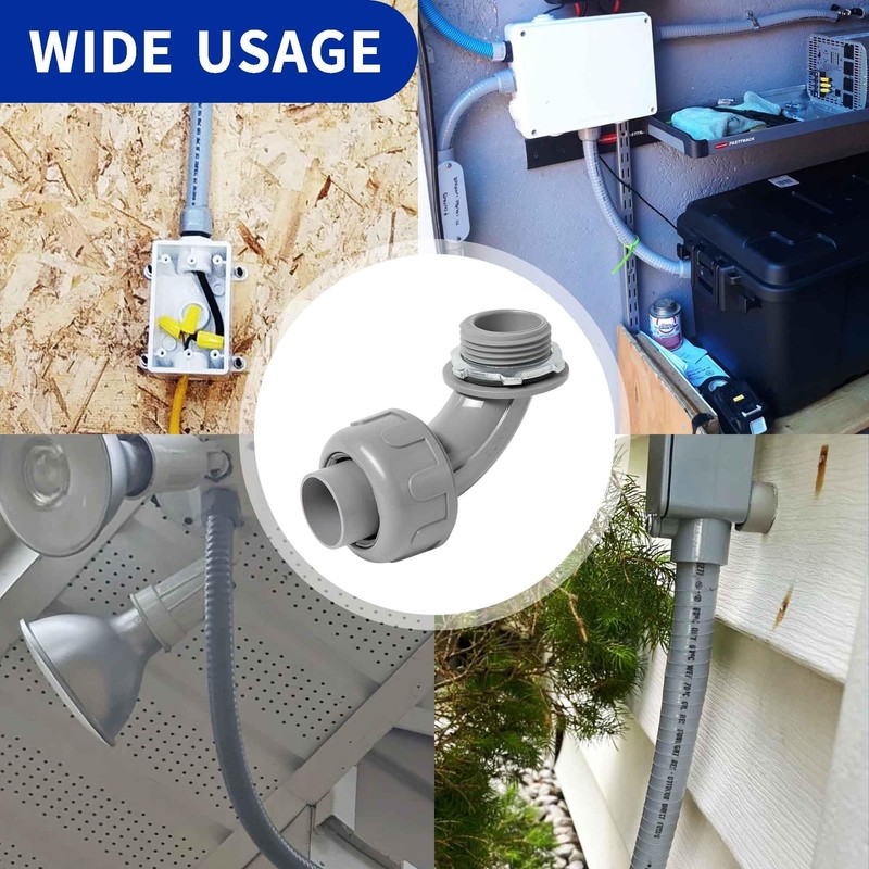 (10 Pack) Yariwiz 1 inch Plastic Liquid Tight Conduit 90