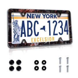 Realistic Forest Camouflage Camo Pattern License Plate Frame Stainless Steel Car License Plate Frame Accessory Car Plate Frame Decor 12.3" x 6.3" for US Vehicle Standard Size