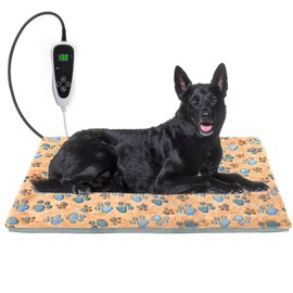 GOLOPET Large Dog Heating Pad 36×24 in for Dogs Smart Thermostat,Whelping Box for Dogs Metal Tube Waterproof Shell with Plush Cotton Cover Puppy Whelping Supplies -Apricot