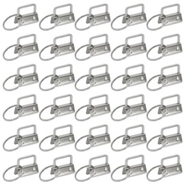 Uxney - Llavero, 30 llaveros de 1 pulgada con anillos para llavero para bolsas, pulseras, cordones y suministros de hardware para hacer llaveros (plata)