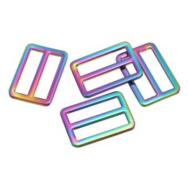 PATIKIL Metal Buckle Tri-Glide Slider Webbing Belt Adjuster for Webbing Holder Leather Craft DIY Bag Belt Making, rainbow, 20mm