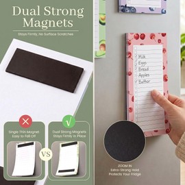Koogel Magnetic Shopping List Pad For Fridge 4Pack Fruit Design Magnetic Notepad 200 Tear Off Sheets 21×9cm for Grocery To Do Locker Filing Cabinet