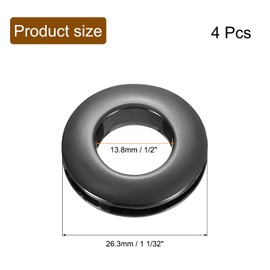 sourcing map 4 Pcs Zinc Alloy Screw Rings Eyelet Grommets, 1/2"(13.8 mm) Metal Screw-in Rings Grommet for Curtain Bag Loop Handle Connector Purse Accessories (Black)