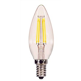 Satco S29877 Candle Shape 4.5 Watt 120 Volt B10 LED Bulb E12 Candelabra Base; 2700K (6 LED Light Bulbs)