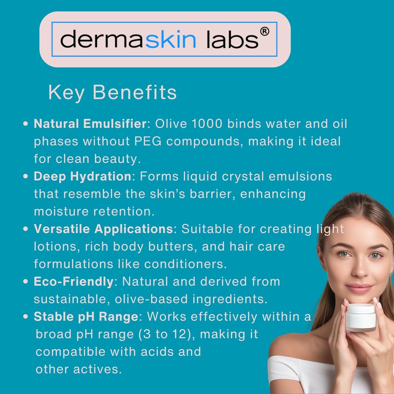 Olive 1000 Emulsifier, Cetearyl Olivate, Sorbitan Olivate 1000 Plant-Based Emulsifier