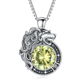 LONAGO Leo Zodiac Sign Necklace Leo Pendant Necklace with August Birthstone Gift for Women