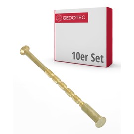Gedotec Furniture Screws M4 | Pack of 10 - Sleeve Screws | Connection Screw Polished Brass M4 x 75 mm | Cabinet Connector Phillips PZ2 and Flat Blade | for Door Handles - Door Fittings