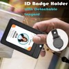 Initial Badge Holder w. Adjustable Retractable Lanyard, Embroidered Letter PU